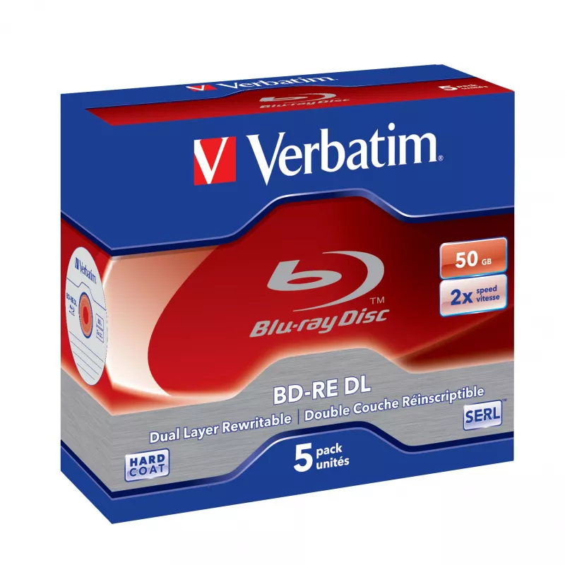 Verbatim BD-RE DL 50GB 2 x 5-pack Jewel Case 5 stuks