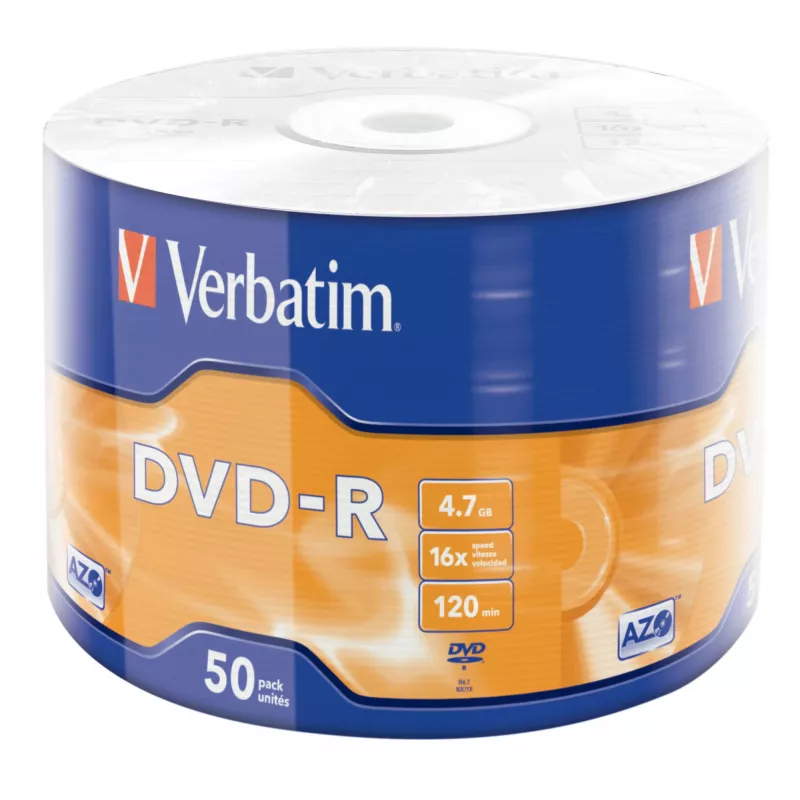 Verbatim DVD-R mat zilver 50-pack wrap spindel