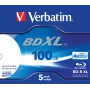 Verbatim BD-R XL 100GB* 4x Wide Inkjet Printable 5 stuks Jewel Case