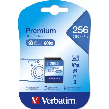 Flashgeheugen Verbatim Premium 256 GB SDXC UHS-I Class 10