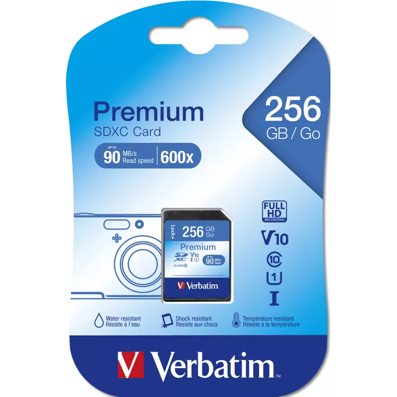 Flashgeheugen Verbatim Premium 256 GB SDXC UHS-I Class 10
