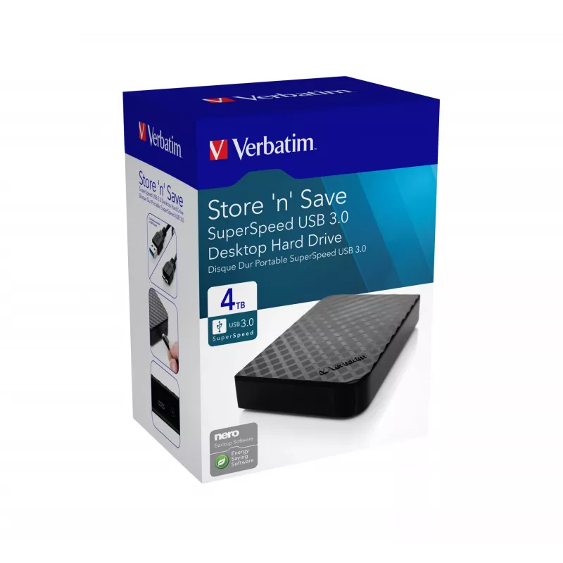 Verbatim Store 'n' Save 4TB USB 3.0, 4 TB, 3.2 Gen 1 (3.1 Gen 1), zwart