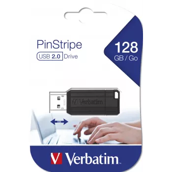 Verbatim PinStripe - USB-geheugenstick 128 GB - zwart