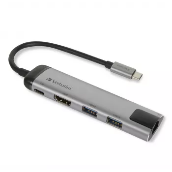 Verbatim 49141 laptop-dock/poortreplicator USB 3.2 Gen 1 (3.1 Gen 1) Type-C zwart, zilver