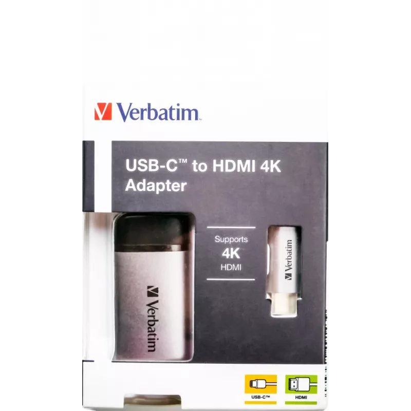 Verbatim 49143 videokabel-adapter 0,1 m USB Type-C HDMI zwart, zilver
