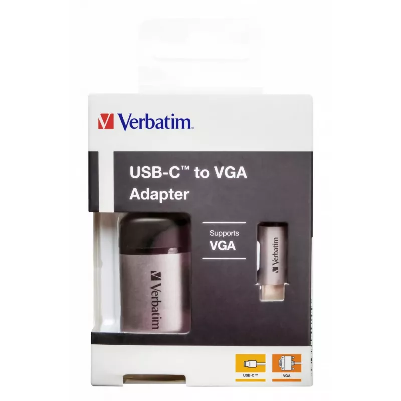 Verbatim 49145 videokabel-adapter 0,01 m USB Type-C VGA (D-Sub) zwart, zilver