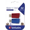 Verbatim Store 'n' Click - USB-station 2.0 (3.2 GEN1) - 2x32 GB - rood/blauw