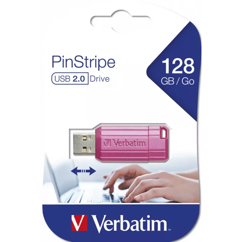 Verbatim PinStripe USB-flashstation 128 GB USB Type-A 2.0 roze