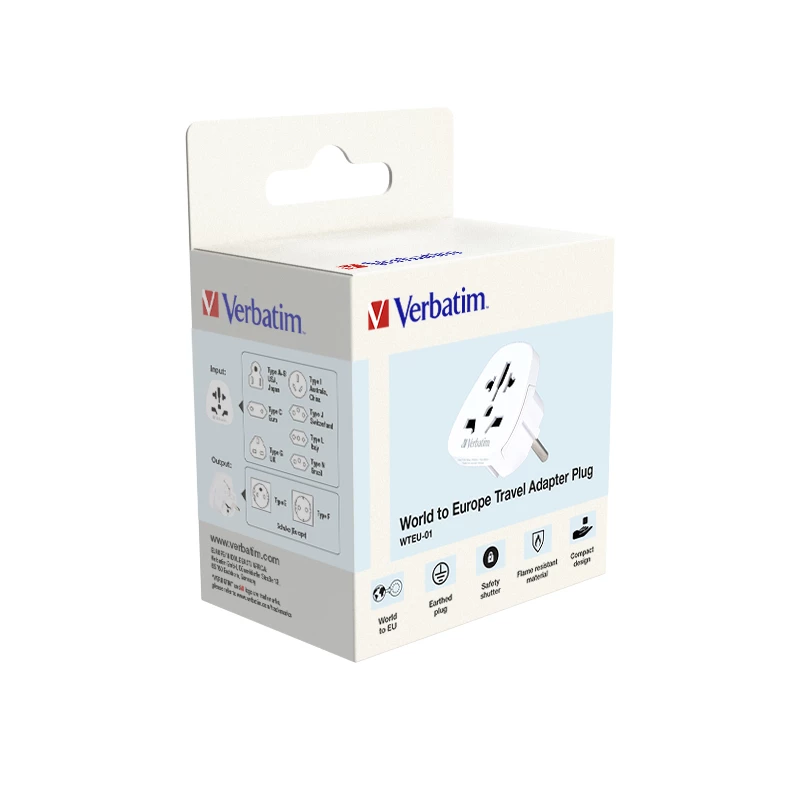Verbatim 49541 netstekkeradapter universeel type E/F hybride wit