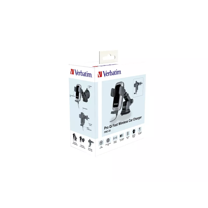 Verbatim FWC-03 Pro Qi snelle draadloze autolader retail zwart