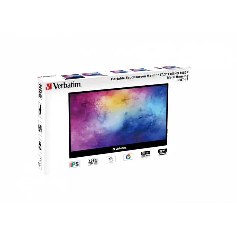 Verbatim 49593 computerbeeldscherm 43,9 cm (17,3 inch) 1920 x 1080 pixel Full HD LCD touchscreen zwart