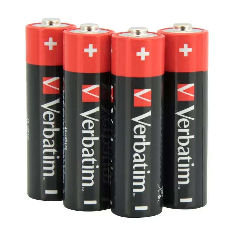 Verbatim AA alkalinebatterijen, wegwerpbatterij, AA, alkaline, 1,5 V, 10 stuks, zwart, rood