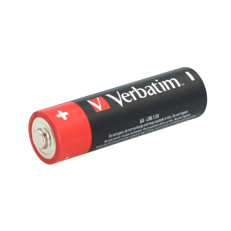 Verbatim AA alkalinebatterijen, wegwerpbatterij, AA, alkaline, 1,5 V, 10 stuks, zwart, rood