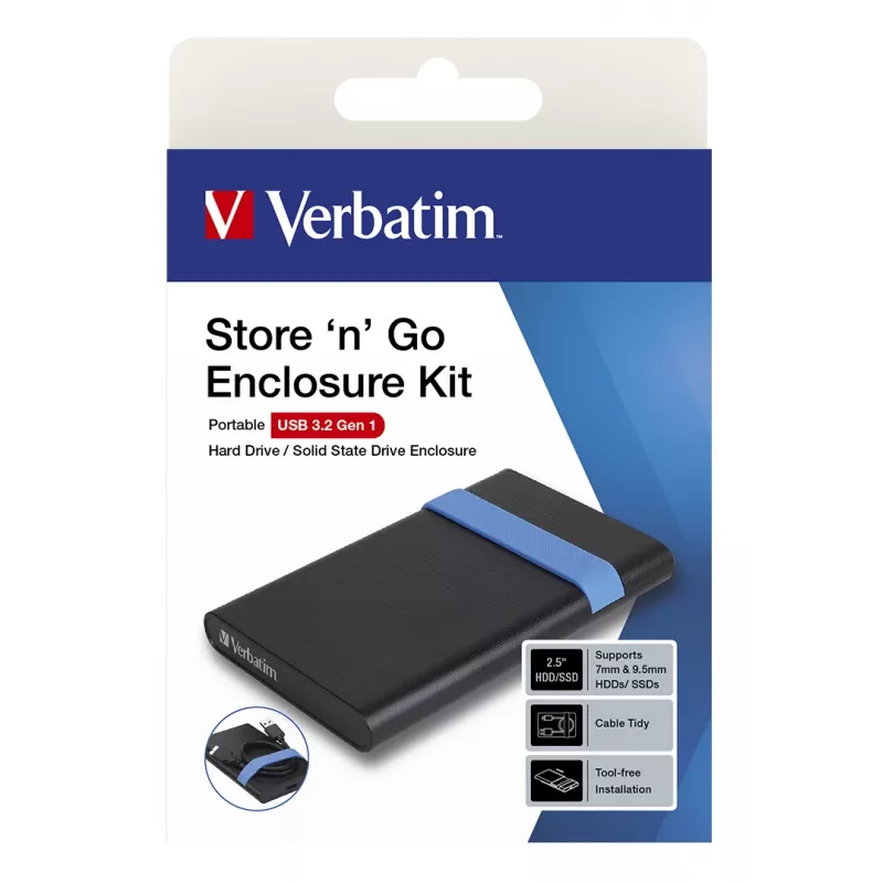 Verbatim Store'N'Go behuizingskit HDD/SSD-behuizing zwart, blauw 2,5 inch