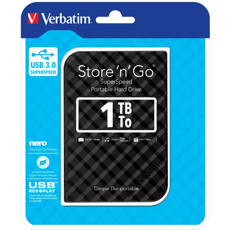 Verbatim Store 'n' Go USB 3.0 harde schijf 1 TB zwart
