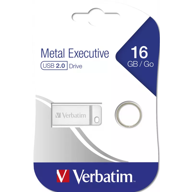 USB-stick VERBATIM Metal Executive 16 GB, USB 2.0 Type-A, zilver, kap-loos