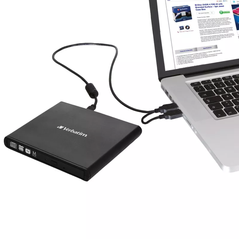 Verbatim Slimline CD/DVD optisch station DVD-RW zwart