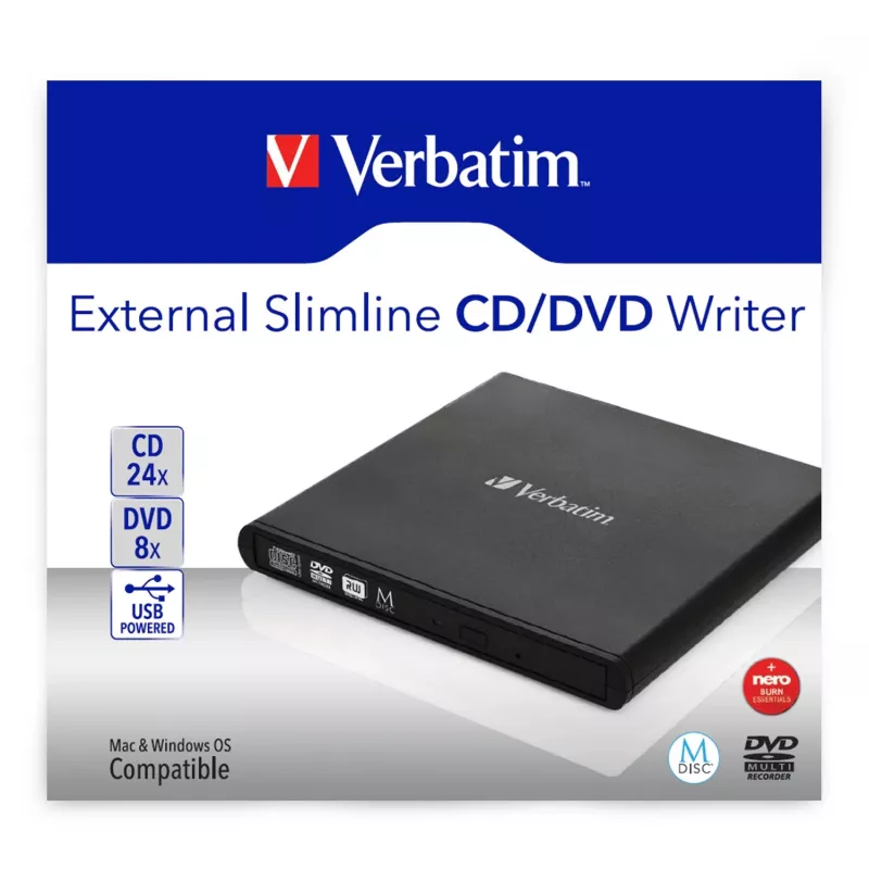 Verbatim Slimline CD/DVD optisch station DVD-RW zwart