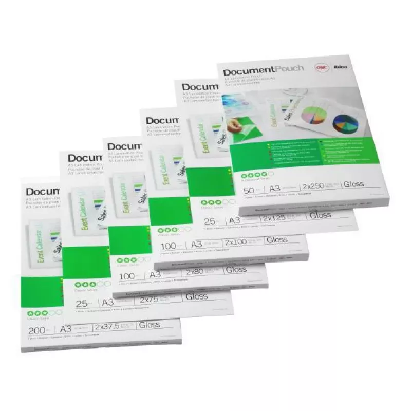GBC Lamineerfolie A3 75 micron, glanzend, transparant, A3, 303 mm, 0,15 mm, 426 mm