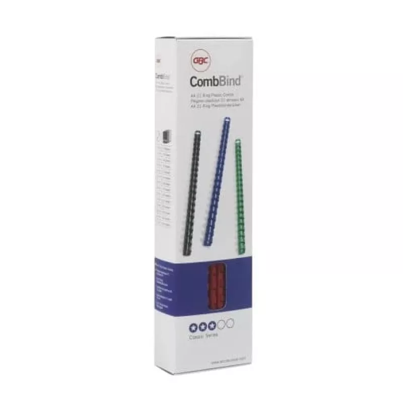 GBC CombBind Binderringen 10 mm A4 21R, zwart, 65 vel, polyvinylchloride (PVC), A4, 1 cm, 330 g