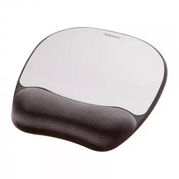 Fellowes muismat met polssteun - memory foam muismat met zacht schuimkussen - ergonomische muismat voor computer, laptop, thuiswerksituatie - compatibel met laser- en optische muizen - zilver