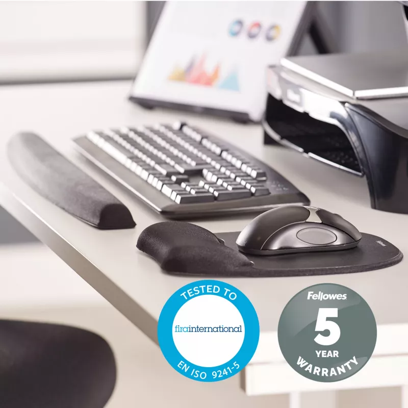 Fellowes muismat polssteun memory foam muismat ergonomische muismat zwart