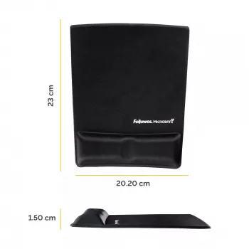 Fellowes muismat-polssteun - Health-V muismat met antibacteriële bescherming - ergonomische muismat voor computer, laptop, thuiswerk - zwart