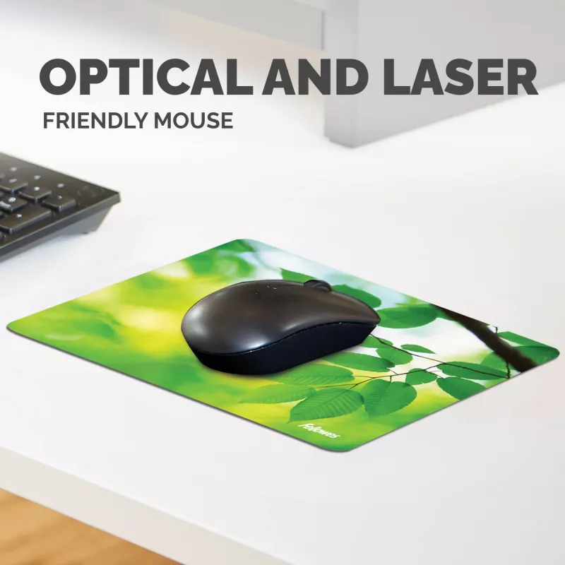 Fellowes Earth Series muismat Leaves, groen, afbeelding, kunststof, rubber, antislipbasis