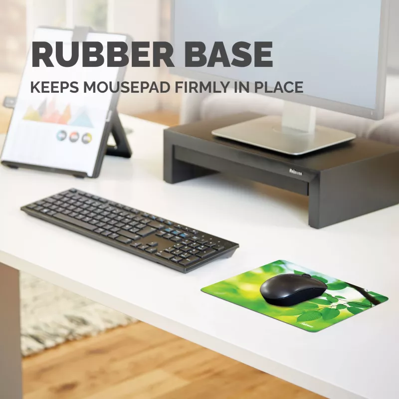 Fellowes Earth Series muismat Leaves, groen, afbeelding, kunststof, rubber, antislipbasis