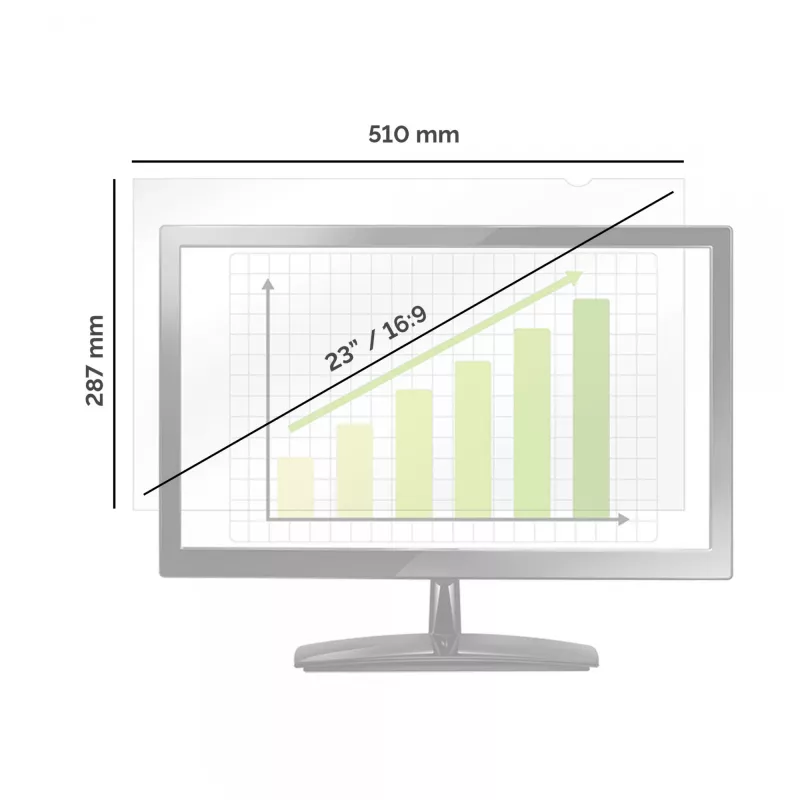 Fellowes 23 inch breedbeeld-PrivaScreen privacyfilter, 58,4 cm (23 inch), 16:9, monitor, frameloos beeldscherm-privacyfilter, antireflectie, privacyfilter, 140 g