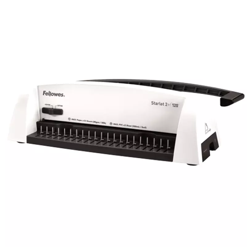Fellowes Starlet 2+ bindmachine voor plastic bindruggen, wit, perforeert 12 vel