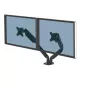 Fellowes Platinum Series dual-monitorarm – monitorhouder voor twee beeldschermen van 8 kg en 40 inch – verstelbare dual-monitor tafelhouder – kantelen 45°, zwenken 180°, draaien 360°, VESA 75 x 75/100 x 100 – zwart