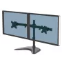 Fellowes Seasa dual monitorarm - vrijstaande monitorhouder voor beeldschermen van 8 kg en 27 inch – Ergonomisch verstelbare monitorarm – kantelen ±45°, zwenkbereik 120°, draaien 360° – VESA 75 x 75/100 x 100 – zwart