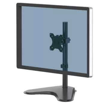 Fellowes Seasa enkele monitorarm – vrijstaande monitorhouder voor 8 kg 32 inch beeldschermen – ergonomisch verstelbare monitorarm – kanteling 45° zwaaien 120° rotatie 360°, VESA 75 x 75/100 x 100 – zwart