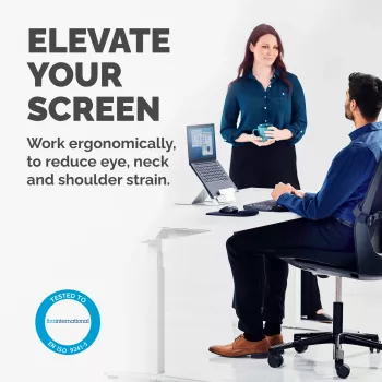 Fellowes laptopstandaard voor het bureau – Hylyft verstelbare laptopstandaard voor thuis en kantoor – laptopverhoger met 6 hoogte-instellingen – max. monitorgrootte 17 inch, max. gewicht 5 kg – zilver/zwart