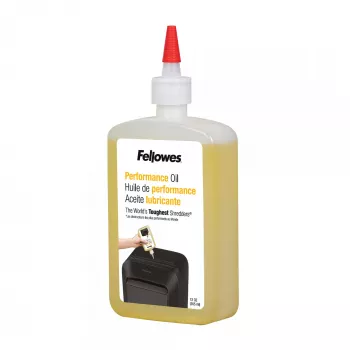 Fellowes Powershred flessensmeermiddel (355 ml), smeerolie, 0,355 l, geel, 90 mm, 35 mm, 20 mm