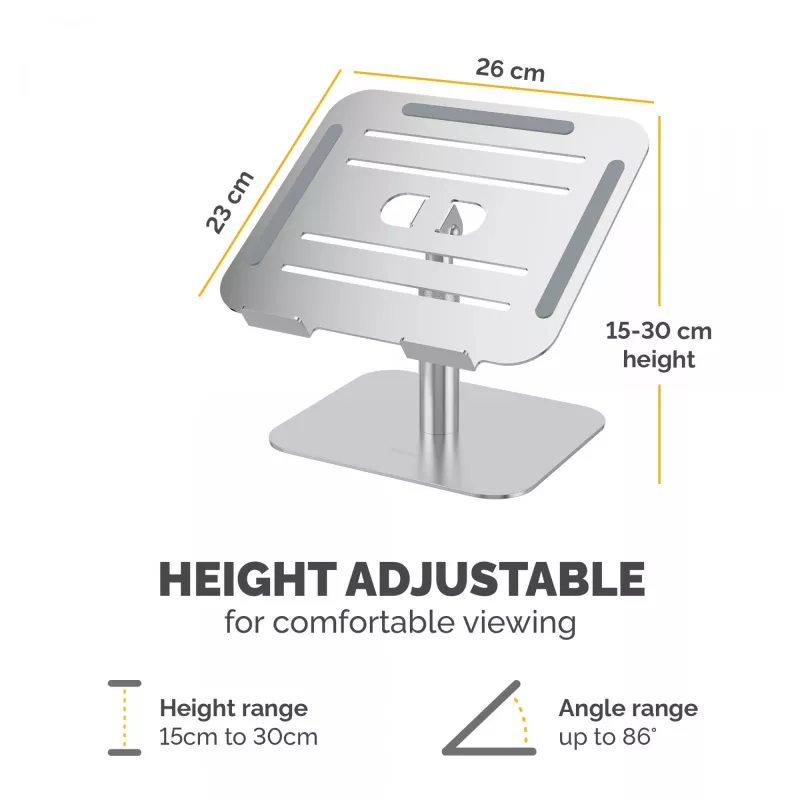 Fellowes Alumia Laptop-Riser – bureau-laptopstandaard, max. grootte 15 inch, max. gewicht 5 kg, zilver