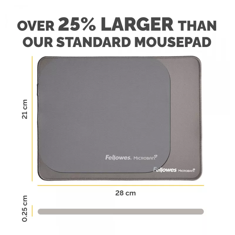 Fellowes Breyta XL muispad met antislip onderlaag XL muispad met antibacteriële bescherming grijs