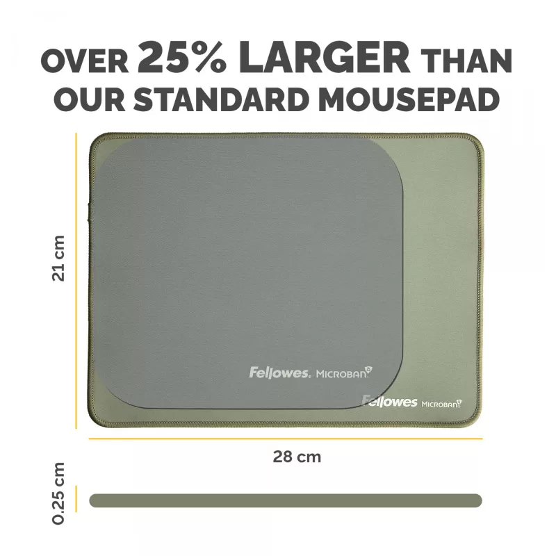 Fellowes Breyta (New) XL muispad Sage, Sage, monochromatisch, antislip onderkant
