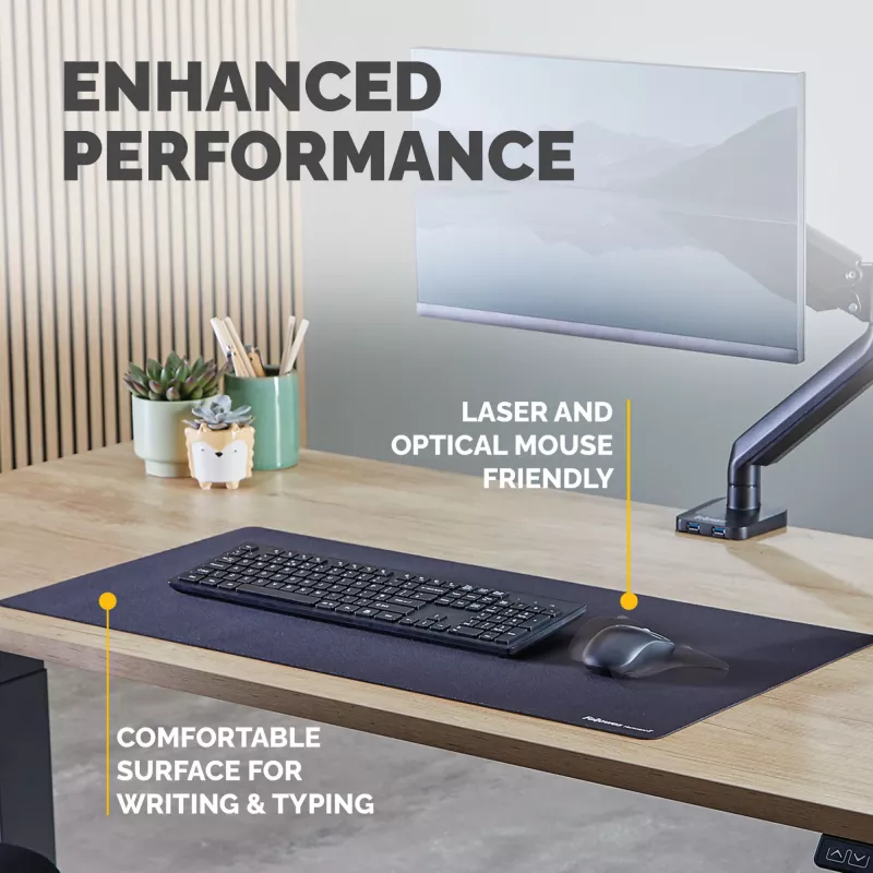Fellowes Computer-bureaumat met antislip onderkant, Breyta bureaumat met antibacteriële bescherming, zwart