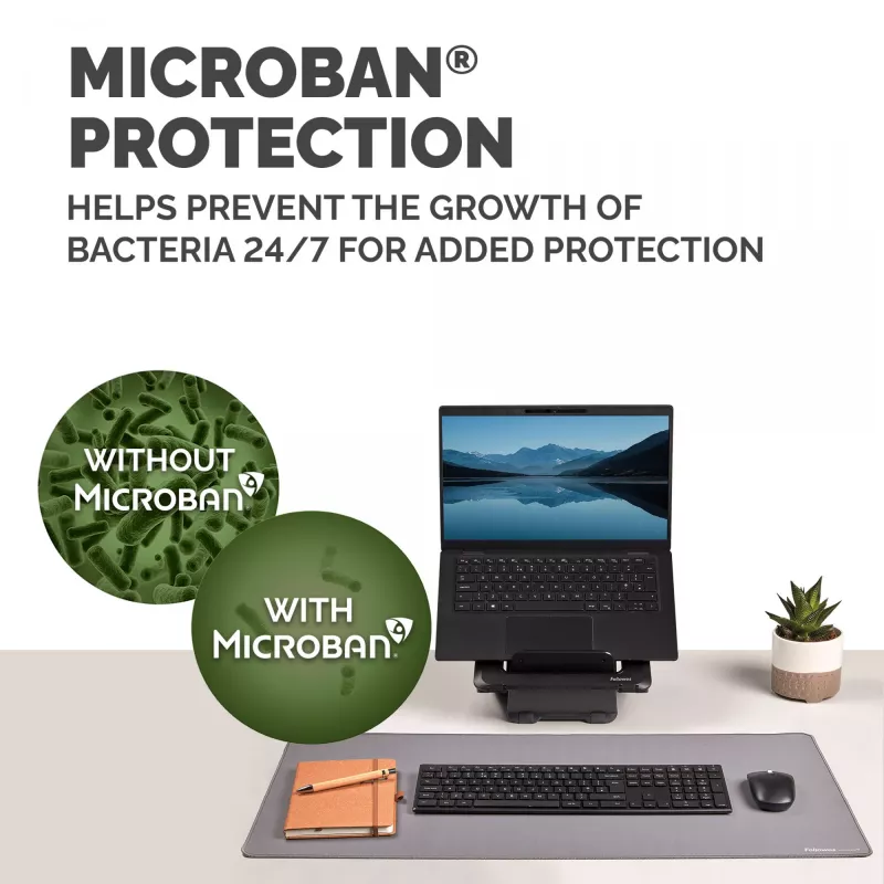Fellowes Computer-bureauonderlegger met antislip basis Breyta bureauonderlegger met antibacteriële bescherming grijs