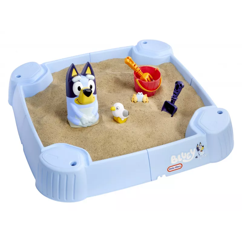 Little Tikes Bluey Beach Day zandbak, vierkant, kunststof, blauw, zandbak