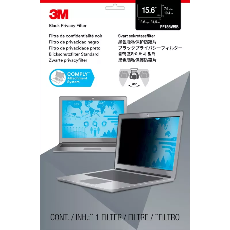 3M privacyfilter voor 39,6 cm (15,6 inch) breedbeeld-laptop, antireflectie