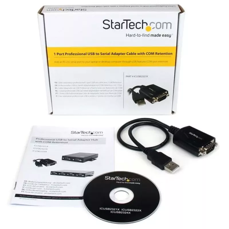 StarTech.com 1,8m 1-poorts professionele USB-naar-serieel adapterkabel met COM-retention, USB-naar-RS232-adapter - TAA