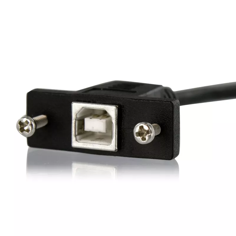 StarTech.com 1 ft panel mount USB-kabel B naar B – V/M, 0,3 m, USB B, USB B, USB 2.0, 0,48 Gbit/s, zwart