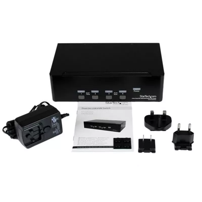 StarTech.com 4-poorts dual-DVI USB KVM-switch met audio- en USB-2.0-hub