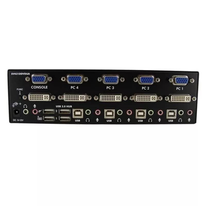 StarTech.com 4-poorts DVI VGA dual-monitor KVM-switch USB met audio & USB 2.0 hub