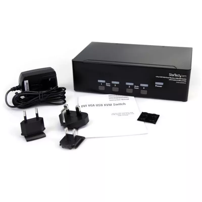 StarTech.com 4-poorts DVI VGA dual-monitor KVM-switch USB met audio & USB 2.0 hub