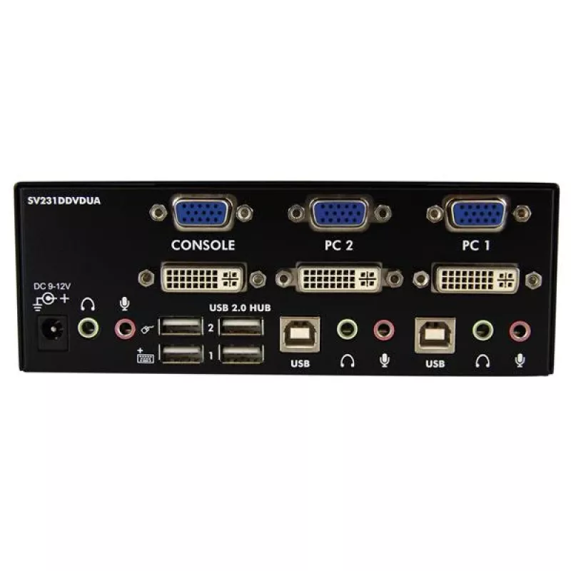 StarTech.com 2-poorts DVI VGA dual-monitor KVM-switch USB met audio & USB 2.0 hub