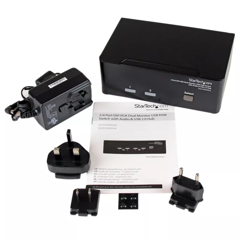 StarTech.com 2-poorts DVI VGA dual-monitor KVM-switch USB met audio & USB 2.0 hub